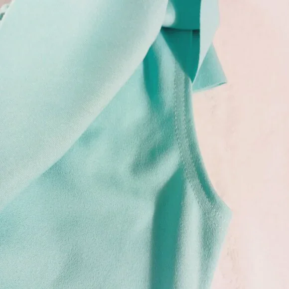 boohoo, NWOT One Shoulder Ruffled Aqua Bodysuit Size 6 Bodycon, Beachy, Vacation - Picture 5 of 11